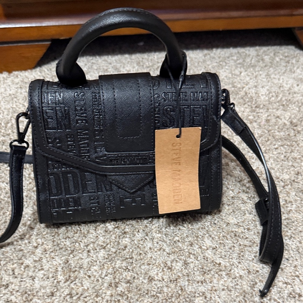 Steve Madden Black Embossed Mini Bag
